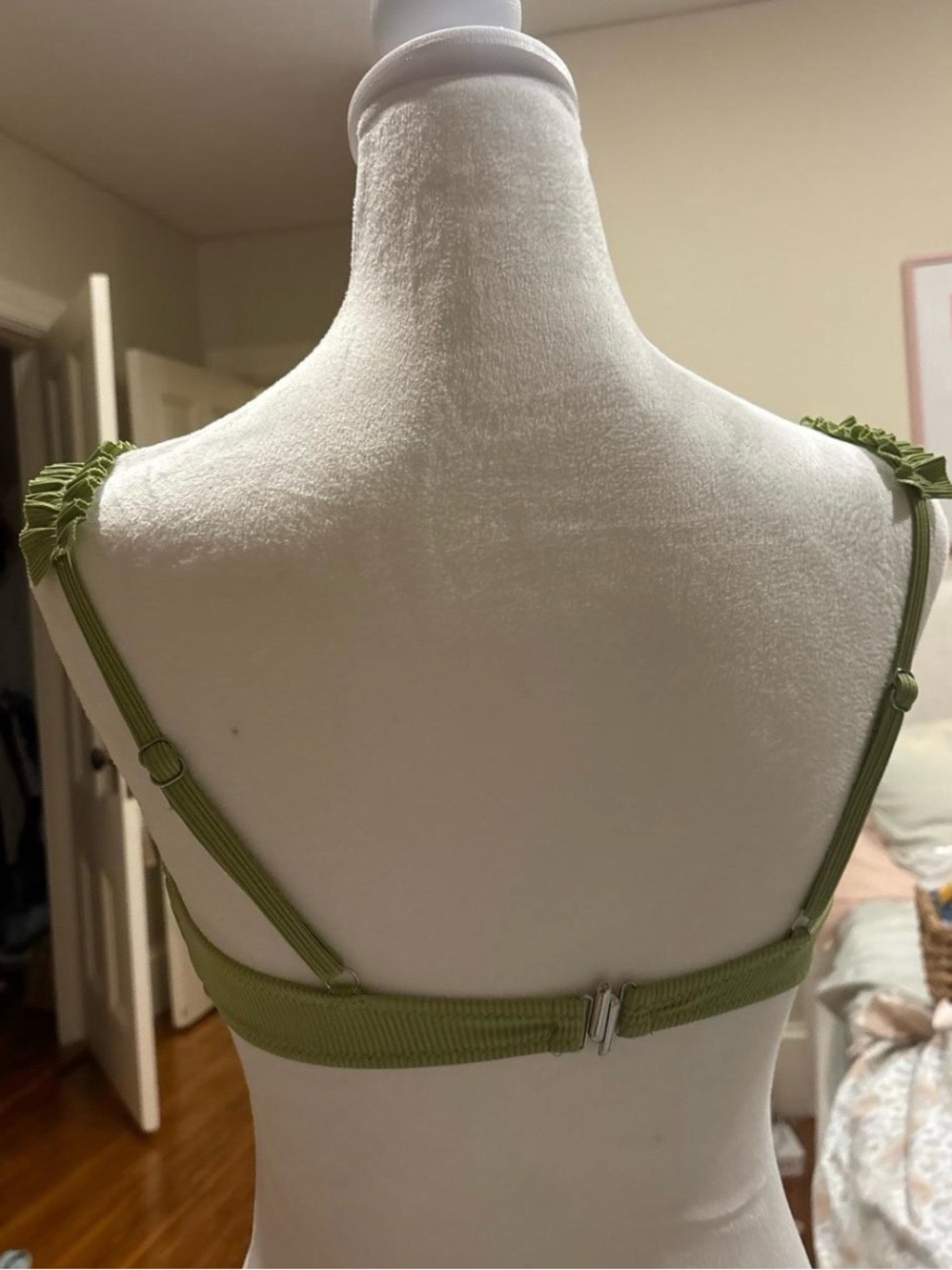 Olive Green Ruffled Ribbed Bikini Set - Picture 3 of 3